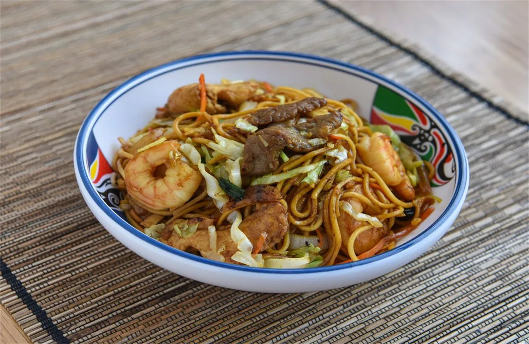 Hearty beef and shrimp lo mein at China Express, a Chinese Restaurant in Winston-Salem